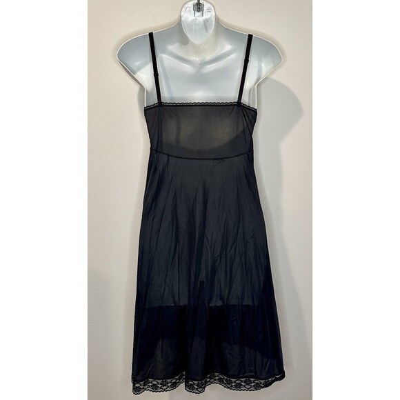 Vintage Vanity Fair Rosette Lace Full Slip Black Satin Size 38 EUC!!! - Picture 4 of 6